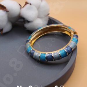 Mavi Tonlu Mineli Gold Kaplama Pirinç Bilezik - Görsel 1