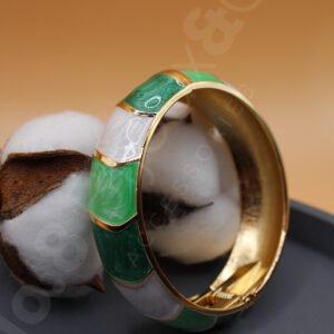 Yeşil Tonlu Mineli Gold Kaplama Pirinç Bilezik - Görsel 2