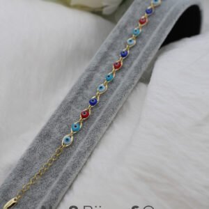 Xuping 14K Altın Rengi Renkli Nazar Boncuklu Bileklik (18+3,5 cm Ayarlanabilir) - Görsel 2