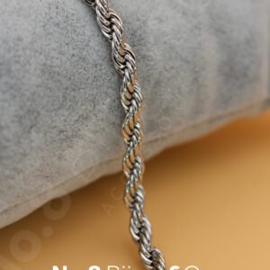 Xuping Beyaz Altın Görünümlü Kalın Burgu Zincir Bileklik (19,5 Cm) - Görsel 2