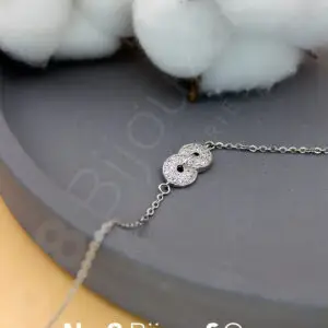 Xuping Beyaz Altın Görünümlü Sık Zirkon Taşlı Birleşen Halka Sonsuzluk Bileklik (18+3 cm) - Görsel 1