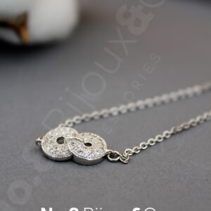 Xuping Beyaz Altın Görünümlü Sık Zirkon Taşlı Birleşen Halka Sonsuzluk Bileklik (18+3 cm) - Görsel 2