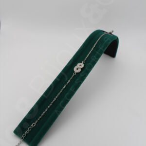 Xuping Beyaz Altın Görünümlü Sık Zirkon Taşlı Birleşen Halka Sonsuzluk Bileklik (18+3 cm) - Görsel 3