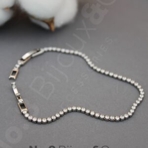 Xuping Beyaz Altın Rengi İnce Su Yolu Zirkon Taşlı Bileklik (17+2 cm) - Görsel 3