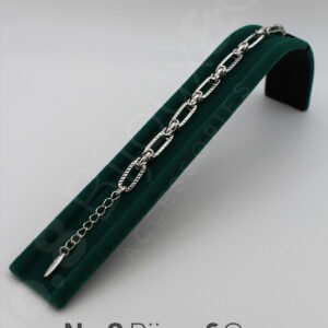 Xuping Beyaz Altın Görünümlü Uzun Oval Halkalı Modern Zincir Bileklik (18,5+3 Cm Ayarlanabilir) - Görsel 3