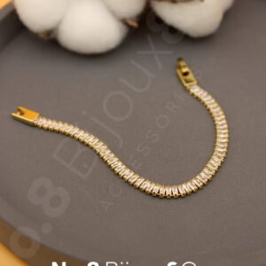 Xuping 14K Altın Görünümlü Baget Kesim Taşlı Modern Tennis Bileklik (17 Cm) - Görsel 1