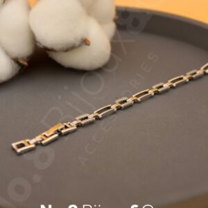 Xuping Beyaz Altın Görünümlü Taşlı Geometrik Bağlantı Zincir Bileklik (17,5 + 2 Cm Ayarlanabilir) - Görsel 1