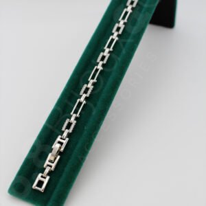 Xuping Beyaz Altın Görünümlü Taşlı Geometrik Bağlantı Zincir Bileklik (17,5 + 2 Cm Ayarlanabilir) - Görsel 3