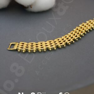 Xuping 14K Altın Rengi Pimli Örgü Formlu Modern Geniş Bileklik (19,5 Cm – 12 Mm Genişlik) - Görsel 3