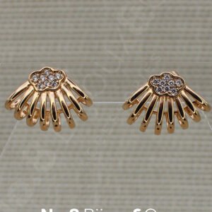 Xuping Rose Altın Kaplama Taşlı Çiçek Motifli Çoklu Kavis Tasarım Küpe - Görsel 3