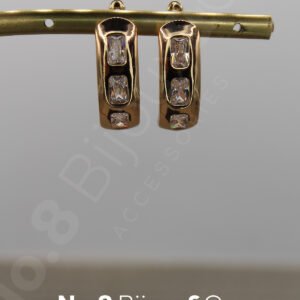 Xuping Rose Altın Rengi Işıltılı Zarif Tasarım Baget Taşlı Modern Küpe - Görsel 3