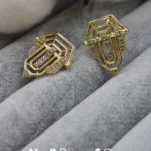 Xuping 14K Altın Rengi Geometrik Çok Sıralı Zirkon Taşlı Modern Tasarım Küpe - Görsel 1