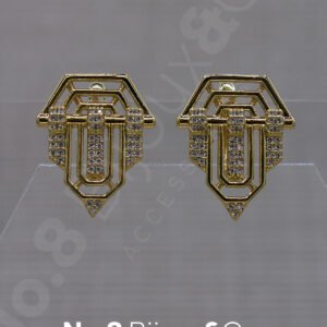 Xuping 14K Altın Rengi Geometrik Çok Sıralı Zirkon Taşlı Modern Tasarım Küpe - Görsel 2