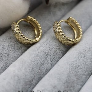 Xuping 14K Altın Rengi Örgü Formlu Zirkon Taşlı Halkalı Küpe - Görsel 1