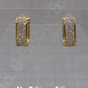 Xuping 14K Altın Rengi Işıltılı Mikro Taş İşlemeli Kalın Tasarım Halka Küpe - Görsel 1