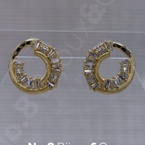 Xuping 14K Altın Rengi Baget Taşlı Özel Tasarım Sarmal Premium Küpe - Görsel 2