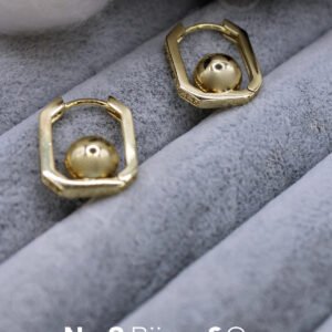 Xuping 14K Altın Rengi Geometrik Küre Detaylı Taşlı Modern Halkalı Kadın Küpe - Görsel 2