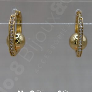 Xuping 14K Altın Rengi Geometrik Küre Detaylı Taşlı Modern Halkalı Kadın Küpe - Görsel 3