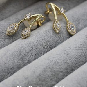 Xuping 14K Altın Rengi Tek Taş Ve Damla Taşlı Dallı Modern Küpe - Görsel 1