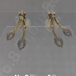 Xuping 14K Altın Rengi Tek Taş Ve Damla Taşlı Dallı Modern Küpe - Görsel 2