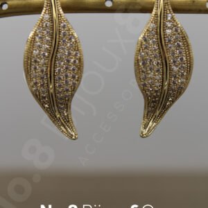 Xuping 14k Altın Rengi Doğal Form Yaprak Tasarım Mikrotaşlı Parlak Küpe - Görsel 2