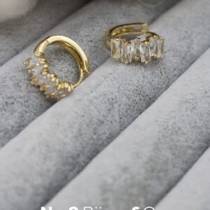 Xuping 14k Altın Rengi Baget Kesim Işıltılı Gold Halka Küpe - Görsel 1