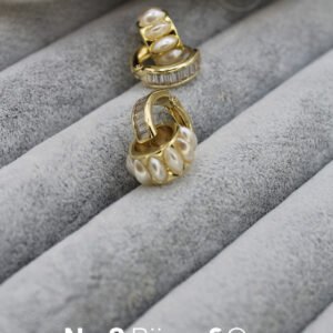 Xuping 14k Altın Rengi Halkalı İnci & Baget Taşlı Çift Stil Kullanımlı Tasarım Küpe - Görsel 1