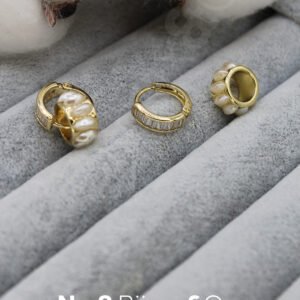 Xuping 14k Altın Rengi Halkalı İnci & Baget Taşlı Çift Stil Kullanımlı Tasarım Küpe - Görsel 2