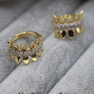 Xuping 14k Altın Rengi Yaprak Figürlü Zirkon Taşlı Şık Kadın Küpe - Görsel 2