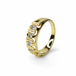 Xuping 14k Altın Renk Özel Tasarım Beş Taşlı Yüzük - Görsel 1