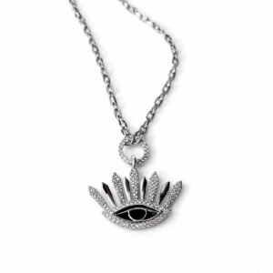 Gümüş Renk Xuping Zirkon Taşlı Göz Figürlü Zincir Kolye (38 cm+5 cm İlaveli Zincir) - Görsel 2