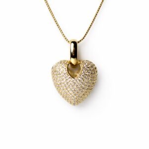 Xuping Altın Renk Yoğun Zirkon Taş Kaplamalı Kalp Kolye (45 cm Zincir) - Görsel 1