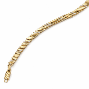 Xuping 14K Altın Rengi Çapraz Dizilim Mikro Taşlı Bileklik (17 cm+2 cm Ek Parçalı) - Görsel 2